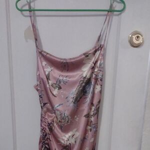 Pink Floral Satin Slip Dress